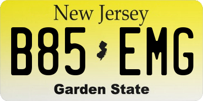 NJ license plate B85EMG