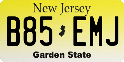 NJ license plate B85EMJ