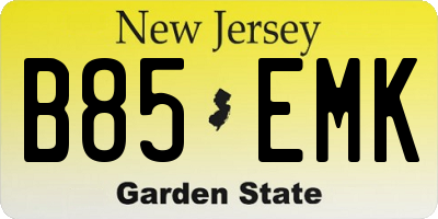 NJ license plate B85EMK