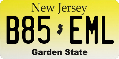 NJ license plate B85EML