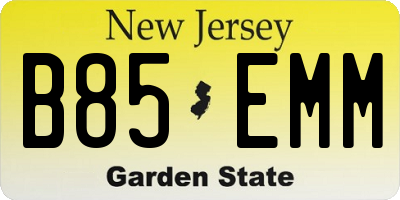 NJ license plate B85EMM