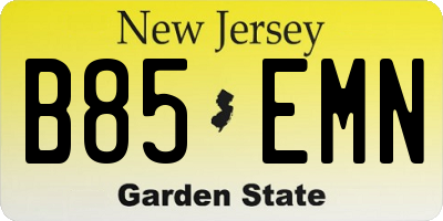 NJ license plate B85EMN