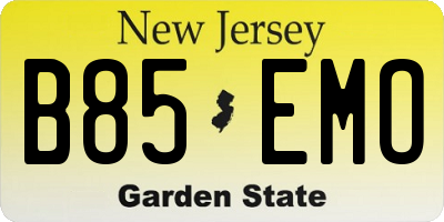 NJ license plate B85EMO