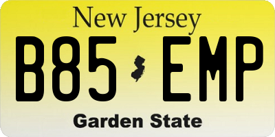 NJ license plate B85EMP