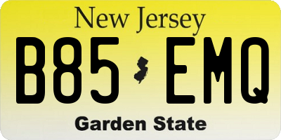 NJ license plate B85EMQ