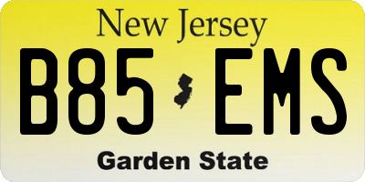 NJ license plate B85EMS