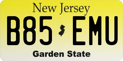 NJ license plate B85EMU