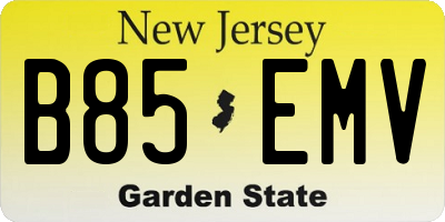 NJ license plate B85EMV