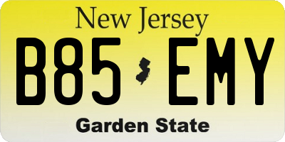 NJ license plate B85EMY