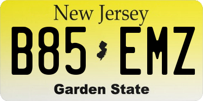 NJ license plate B85EMZ