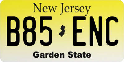 NJ license plate B85ENC