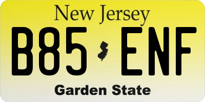 NJ license plate B85ENF