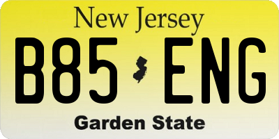 NJ license plate B85ENG