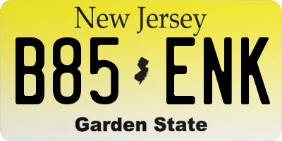 NJ license plate B85ENK
