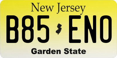 NJ license plate B85ENO