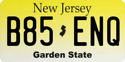 NJ license plate B85ENQ