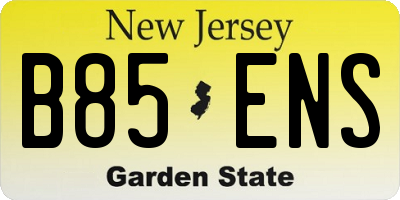 NJ license plate B85ENS