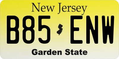 NJ license plate B85ENW