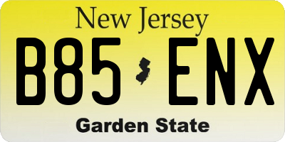 NJ license plate B85ENX