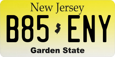 NJ license plate B85ENY