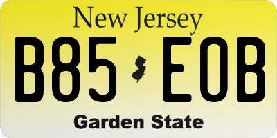 NJ license plate B85EOB