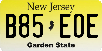 NJ license plate B85EOE
