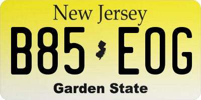 NJ license plate B85EOG