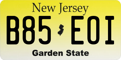 NJ license plate B85EOI