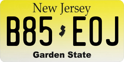 NJ license plate B85EOJ