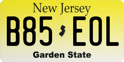 NJ license plate B85EOL
