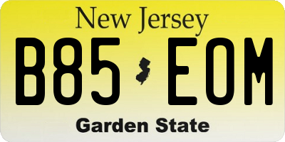 NJ license plate B85EOM