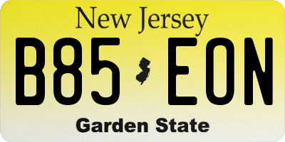 NJ license plate B85EON