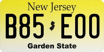 NJ license plate B85EOO