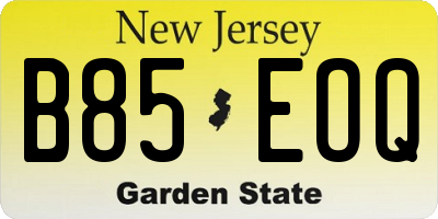 NJ license plate B85EOQ