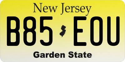 NJ license plate B85EOU