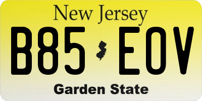NJ license plate B85EOV