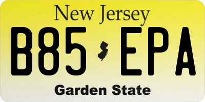 NJ license plate B85EPA