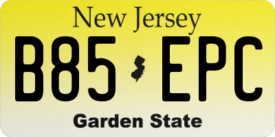 NJ license plate B85EPC