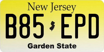 NJ license plate B85EPD