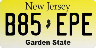 NJ license plate B85EPE