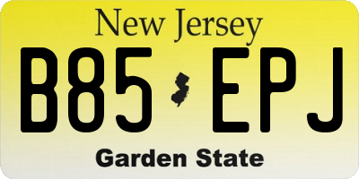 NJ license plate B85EPJ