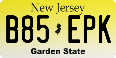 NJ license plate B85EPK