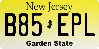 NJ license plate B85EPL