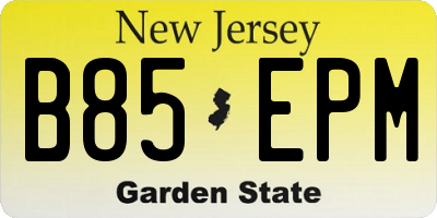 NJ license plate B85EPM