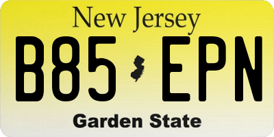 NJ license plate B85EPN