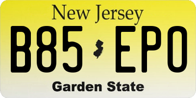 NJ license plate B85EPO