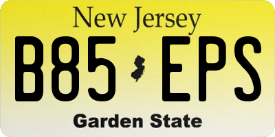 NJ license plate B85EPS