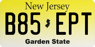 NJ license plate B85EPT