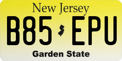 NJ license plate B85EPU