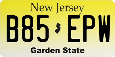 NJ license plate B85EPW